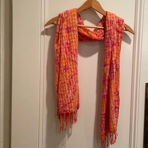 J Crew Scarf, 5 ft multicolor tangerine/hot pink